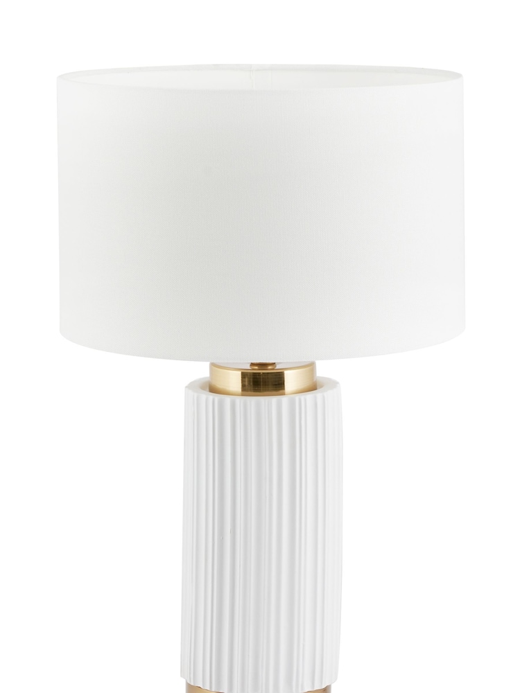 Pacific White Ionic Textured Ceramic And Gold Metal Table Lamp - Image 2 of 4
