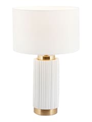 Pacific White Ionic Textured Ceramic And Gold Metal Table Lamp - Image 3 of 4