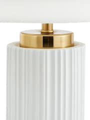 Pacific White Ionic Textured Ceramic And Gold Metal Table Lamp - Image 4 of 4