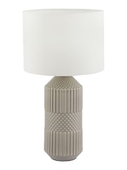 Pacific Grey Meribel Geo Textured Tall Ceramic Table Lamp - Image 2 of 4