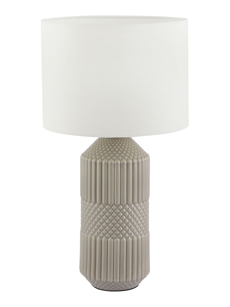 Pacific Grey Meribel Geo Textured Tall Ceramic Table Lamp - Image 2 of 4