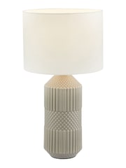 Pacific Grey Meribel Geo Textured Tall Ceramic Table Lamp - Image 3 of 4