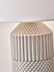 Pacific Grey Meribel Geo Textured Tall Ceramic Table Lamp - Image 5 of 8