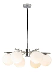 Pacific White Asterope 6 Orb And Chrome Metal Ceiling Light Pendant - Image 3 of 4