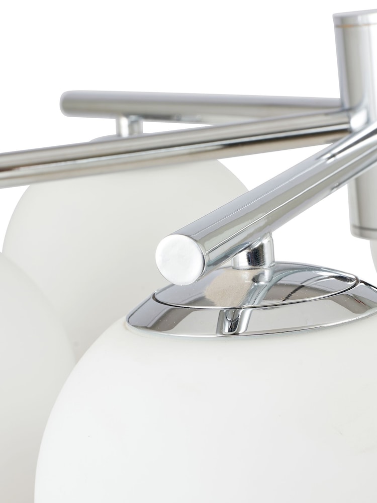 Pacific White Asterope 6 Orb And Chrome Metal Ceiling Light Pendant - Image 4 of 4 Pacific White Asterope 6 Orb And Chrome Metal Ceiling Light Pendant - Image 4 of 4
