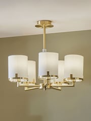 Pacific Champagne Gold Midland Metal And Marble Effect 5 Arm Pendant - Image 1 of 4