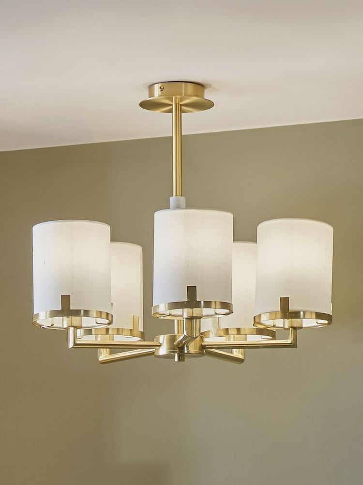 Pacific Champagne Gold Midland Metal And Marble Effect 5 Arm Pendant - Image 1 of 4