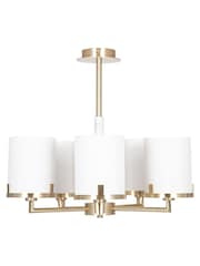 Pacific Champagne Gold Midland Metal And Marble Effect 5 Arm Pendant - Image 2 of 4
