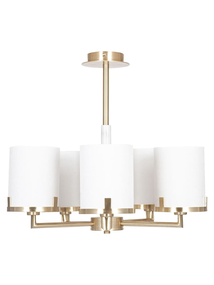 Pacific Champagne Gold Midland Metal And Marble Effect 5 Arm Pendant - Image 2 of 4
