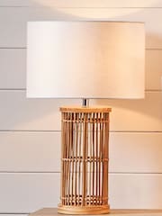 Pacific Natural Sorbus Ribbed Tall Table Lamp - Image 1 of 4