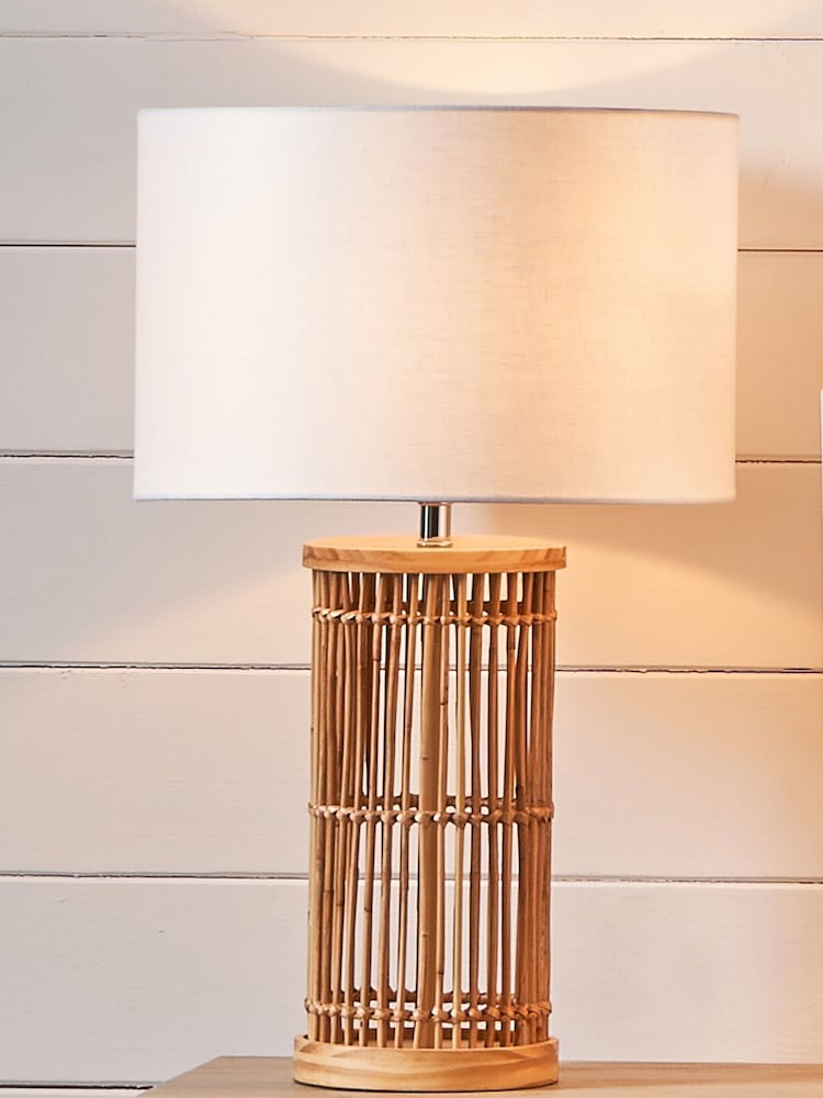 Pacific Natural Sorbus Ribbed Tall Table Lamp - Image 1 of 4