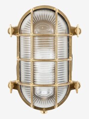 Pacific Antique Brass Montana Metal Caged Oval Outdoor Wall Light - Image 1 of 4