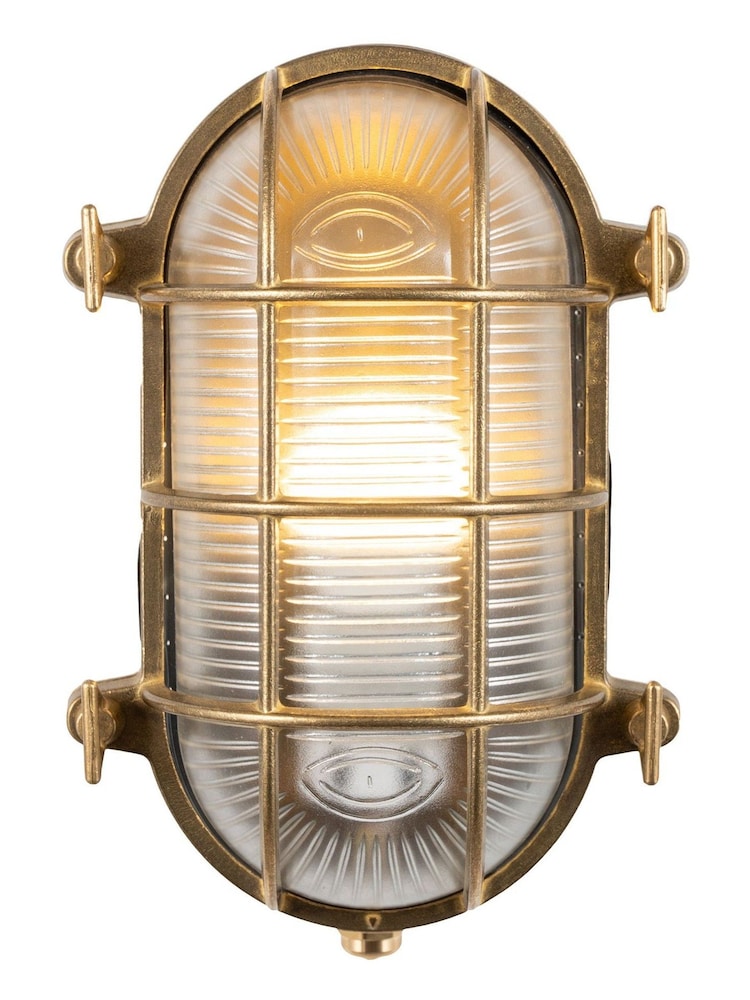 Pacific Antique Brass Montana Metal Caged Oval Outdoor Wall Light - Image 2 of 4