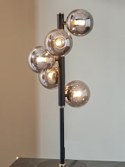 Pacific Black Blair Smoke Glass Ball And Metal Table Lamp - Image 1 of 4
