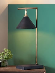 Pacific Matt Black/Antique Brass Zeta Table Lamp - Image 1 of 4