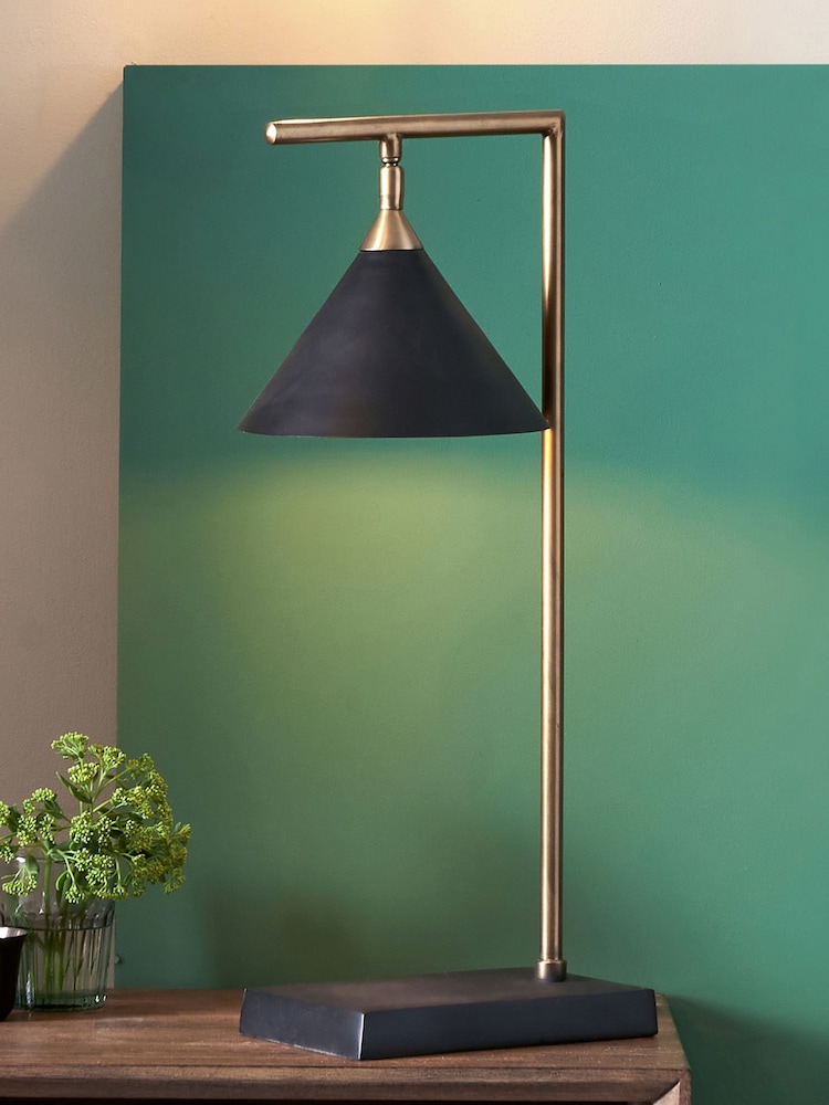 Pacific Matt Black/Antique Brass Zeta Table Lamp - Image 1 of 4
