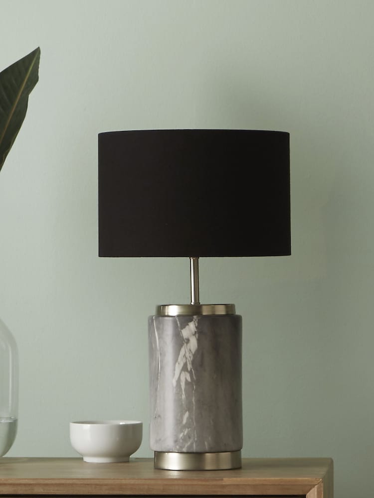 Pacific Grey Carrara Marble Effect Ceramic Table Lamp - Image 1 of 2
