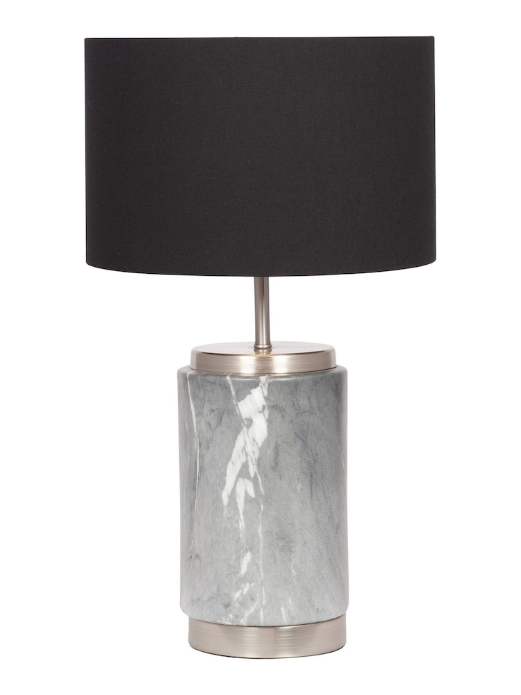 Pacific Grey Carrara Marble Effect Ceramic Table Lamp - Image 2 of 2