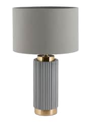 Pacific Grey Ionic Textured Ceramic And Gold Metal Table Lamp - Image 2 of 4