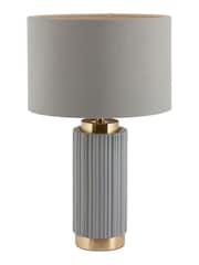 Pacific Grey Ionic Textured Ceramic And Gold Metal Table Lamp - Image 3 of 4