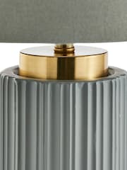 Pacific Grey Ionic Textured Ceramic And Gold Metal Table Lamp - Image 4 of 4