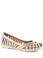 Pavers Metallic Leather Cut Out Peep Toe Flats - Image 2 of 5