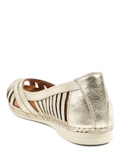 Pavers Metallic Leather Cut Out Peep Toe Flats - Image 3 of 5