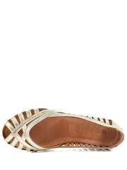 Pavers Metallic Leather Cut Out Peep Toe Flats - Image 4 of 5