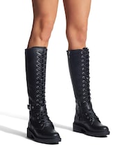 Carvela Boulder Knee High Black Boots - Image 1 of 4