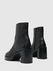 Schuh Belle Black Leather Platform Boots - Image 2 of 4
