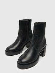 Schuh Belle Black Leather Platform Boots - Image 4 of 4
