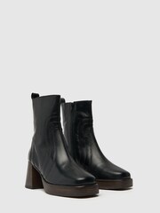 Schuh Cora Black Leather Platfrom Boots - Image 2 of 4