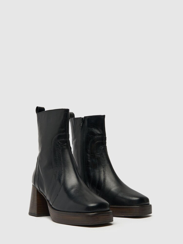 Schuh Cora Black Leather Platfrom Boots - Image 2 of 4