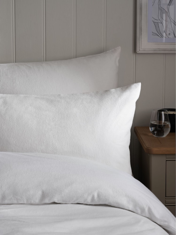 Set of 2 White 100% Cotton Supersoft Brushed Pillowcases - Image 1 of 1