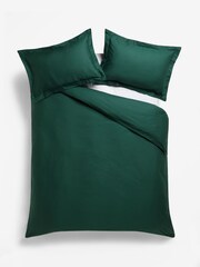 Green Dark Cotton Rich Oxford Duvet Cover and Pillowcase Set - Image 4 of 4