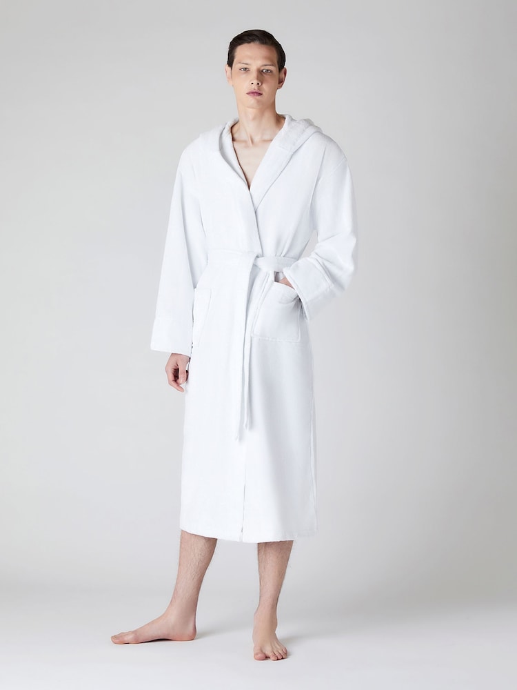 Jasper Conran White Stripe 100% Cotton Robe - Image 1 of 4