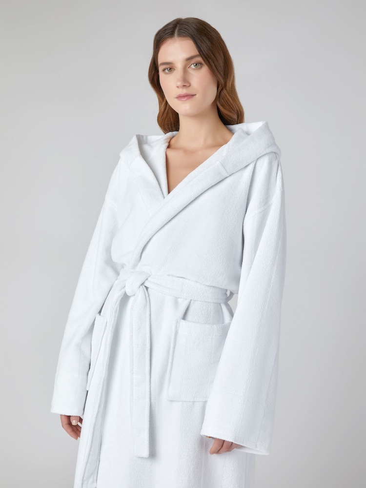 Jasper Conran White Stripe 100% Cotton Robe - Image 2 of 4