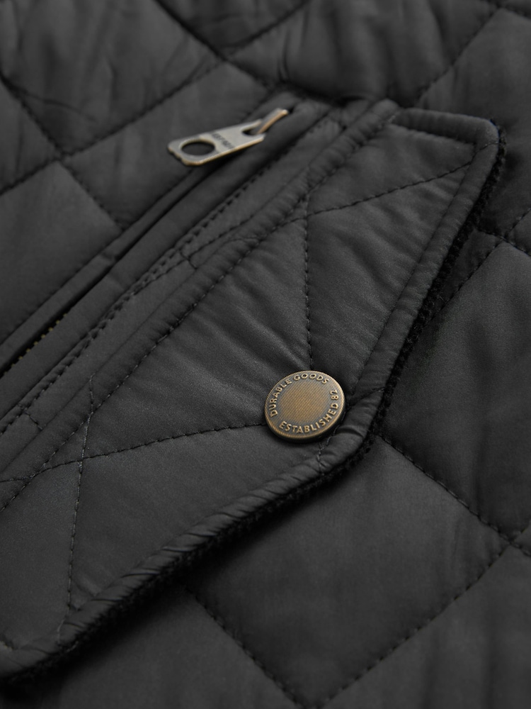 Black Diamond Quilt Corduroy Collared Jacket - Image 11 of 12
