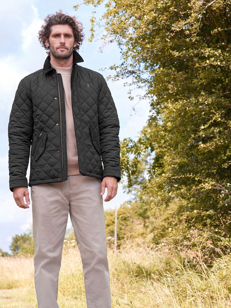 Black Diamond Quilt Corduroy Collared Jacket - Image 3 of 12