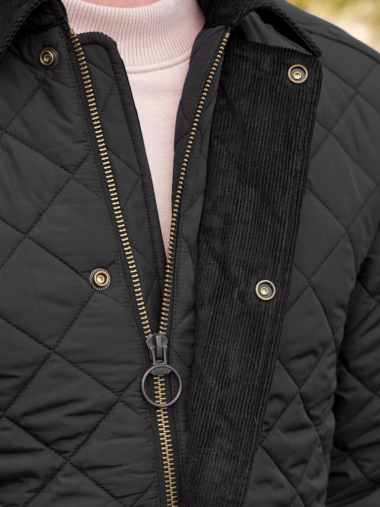 Black Diamond Quilt Corduroy Collared Jacket - Image 7 of 12