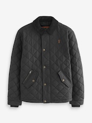 Black Diamond Quilt Corduroy Collared Jacket - Image 8 of 12