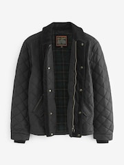 Black Diamond Quilt Corduroy Collared Jacket - Image 9 of 12