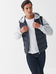 Navy Blue/Grey Jersey Sleeve Puffer Jacket - Image 4 of 12