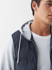 Navy Blue/Grey Jersey Sleeve Puffer Jacket - Image 7 of 12