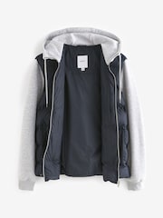 Navy Blue/Grey Jersey Sleeve Puffer Jacket - Image 9 of 12