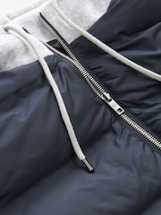 Navy Blue/Grey Jersey Sleeve Puffer Jacket - Image 10 of 12