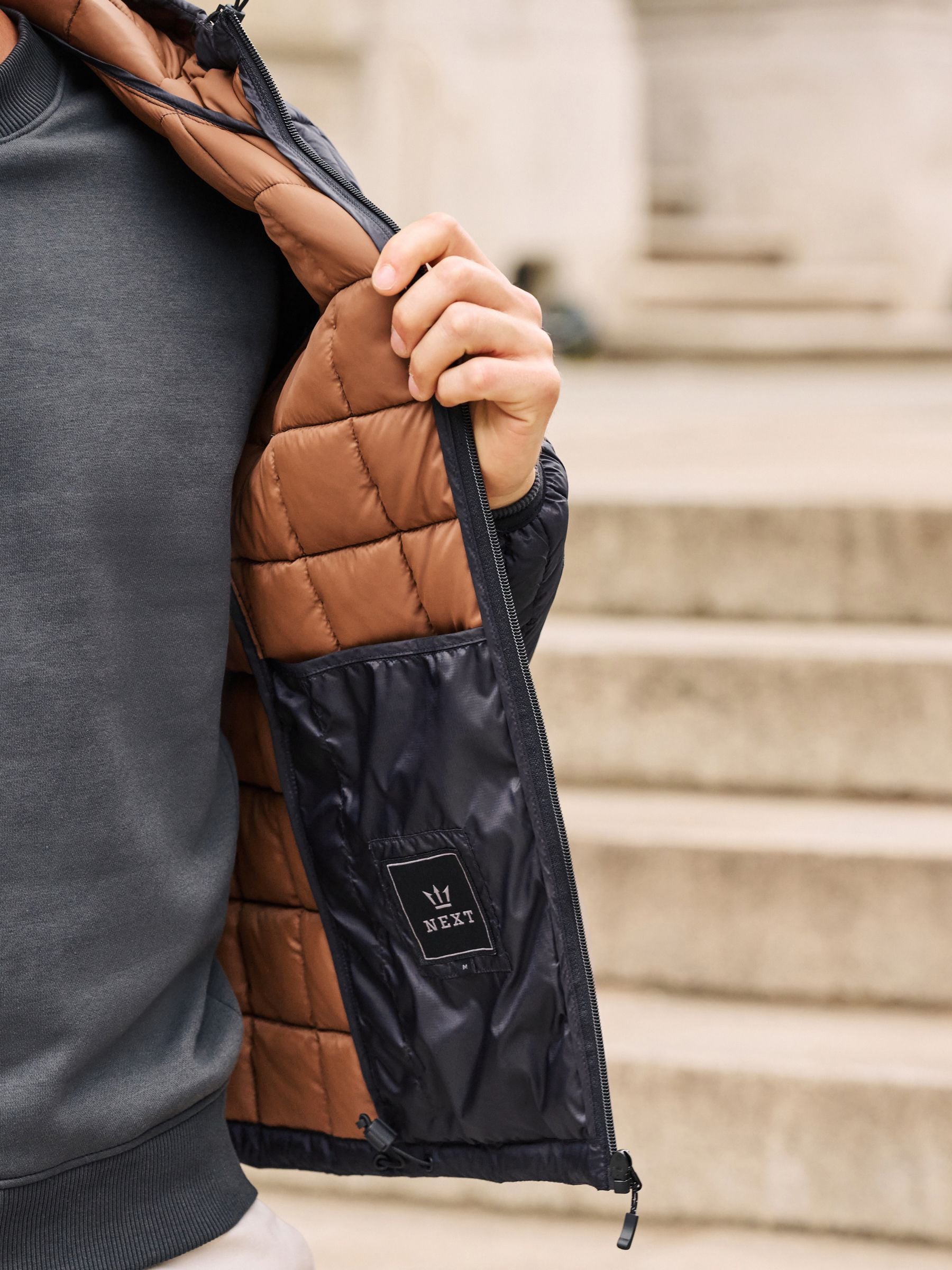 Next navy quilted jacket discount
