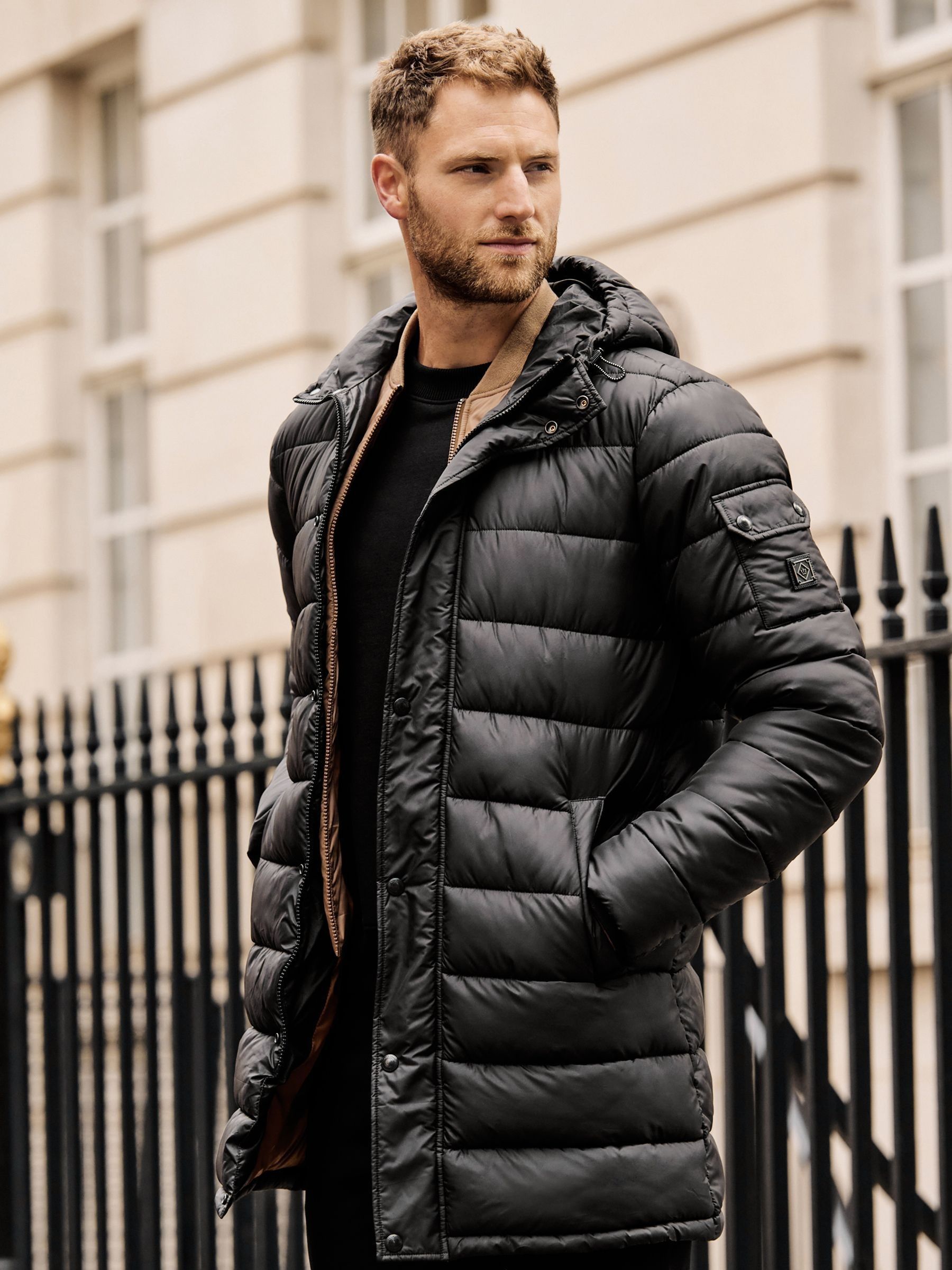 Buy Black Longline Mock Bomber Layer Coat from Next Luxembourg