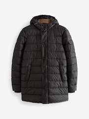 Black Longline Mock Bomber Layer Coat - Image 10 of 16