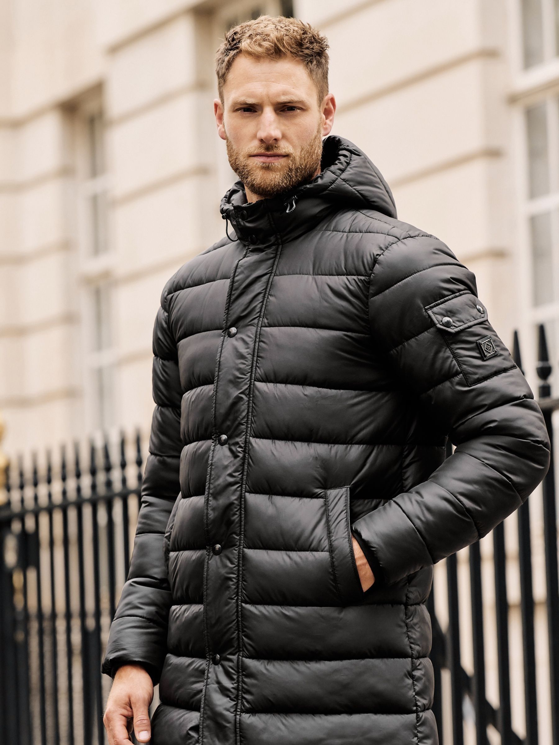 Buy Black Longline Mock Bomber Layer Coat from Next Luxembourg